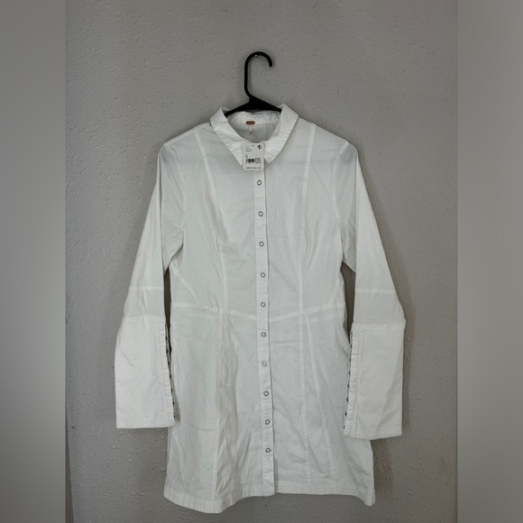 NWT Free People White “Ivory” Denim Mini Flare Sleeve Dress - Picture 4 of 5